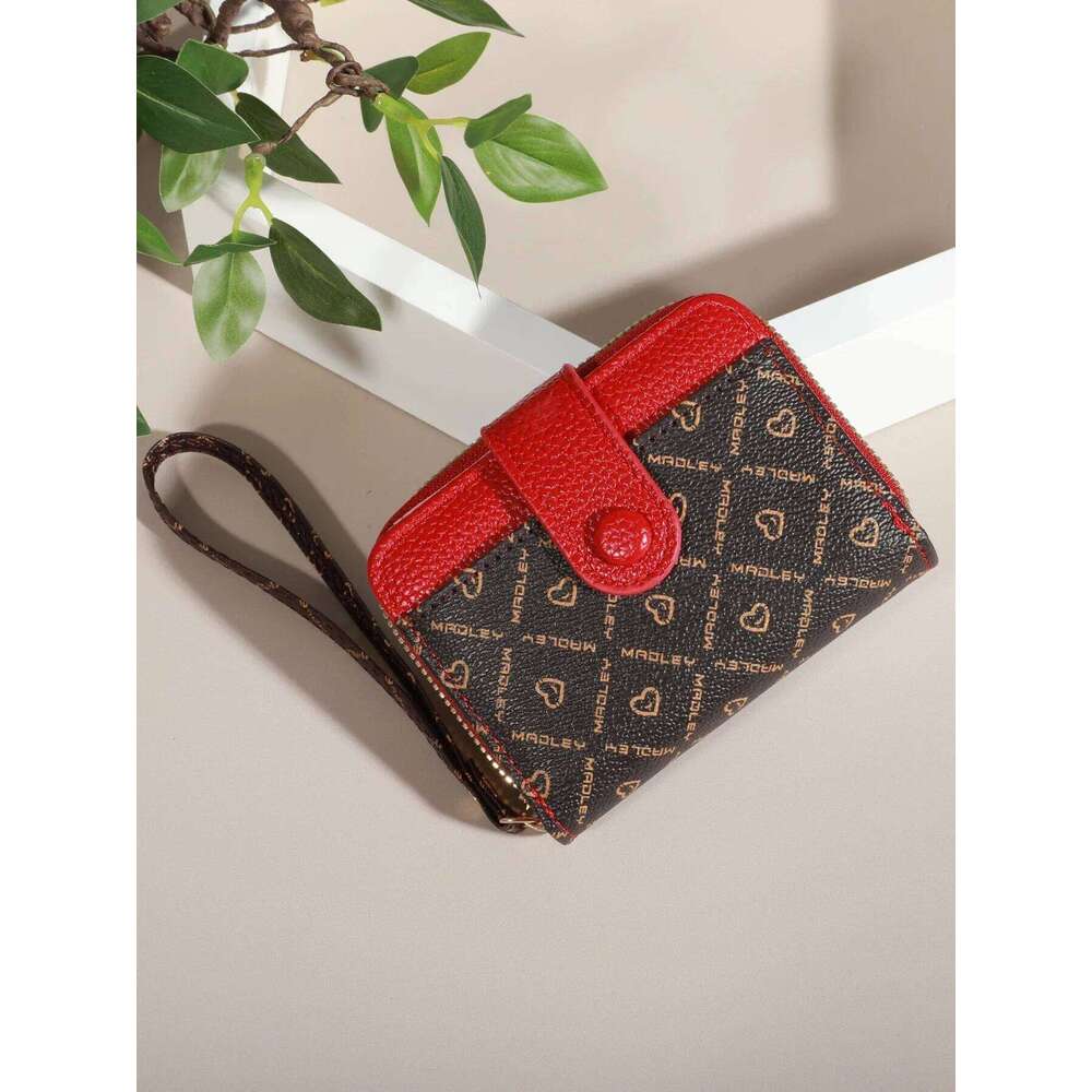 Mini Women Double Zipper Solid Color Holder, RFID Faux Leather Multi Card Slot Wallet, Versatile Clutch Purse C260304