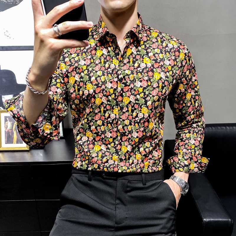 2026 New Mens Lapel Printed Shirt Single Breasted Long Sleeved Slim Cotton Shirts Hawaiian Beach Top Camisa Asian Sizes 5XL M260305