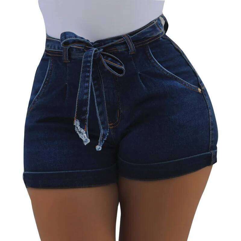 Women's High Waist Comfort Denim - Stretchy Soft Casual Summer Jeans Shorts with Pockets Straight Pants Female XJ260305