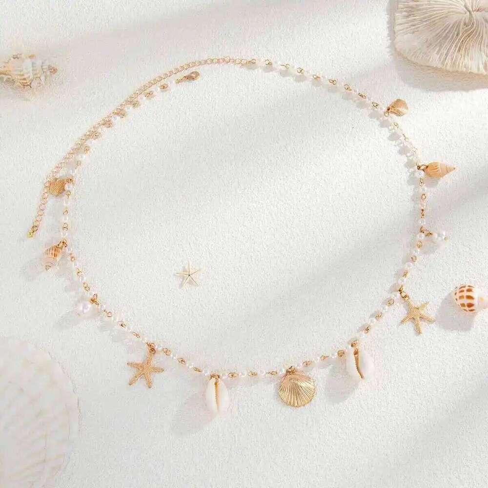 Ingemark Bohemian Imitation Pearl Starfish Conch Pendant Waist for Women Summer Beach Sexy Bikini Body Chain Charm Jewelry S260304