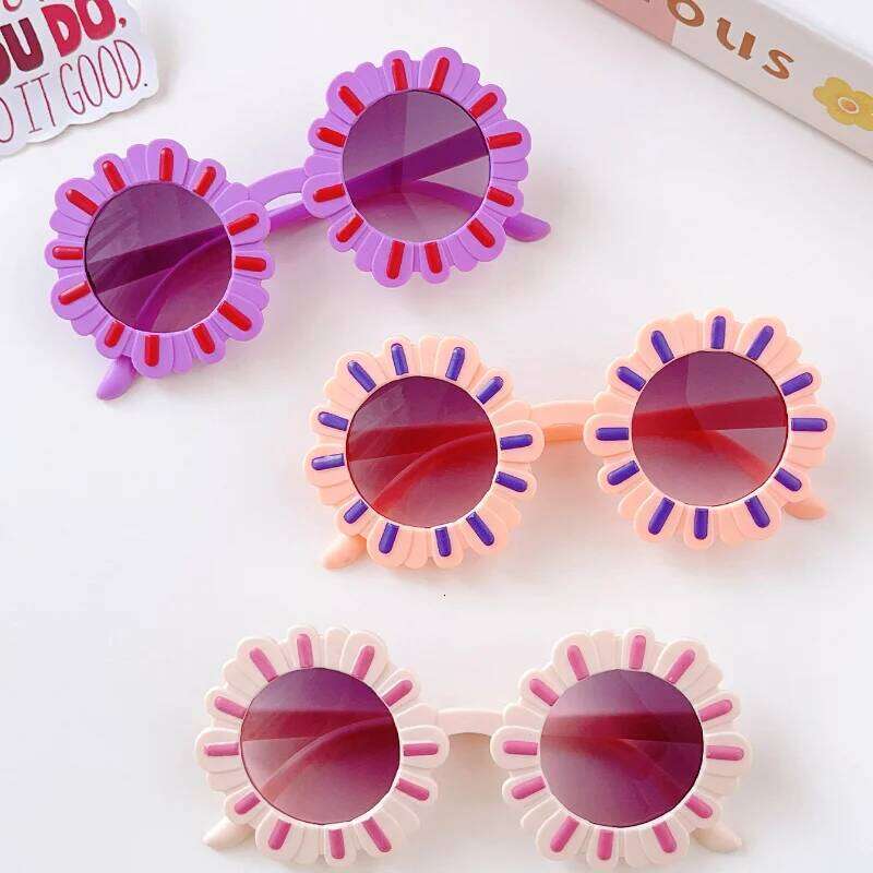 2024 Girls Boys Fashion Colorful Circular Flowers UV400 Outdoor Sweet Children Protection Sunglasses Kids Sun Glasses Z260304