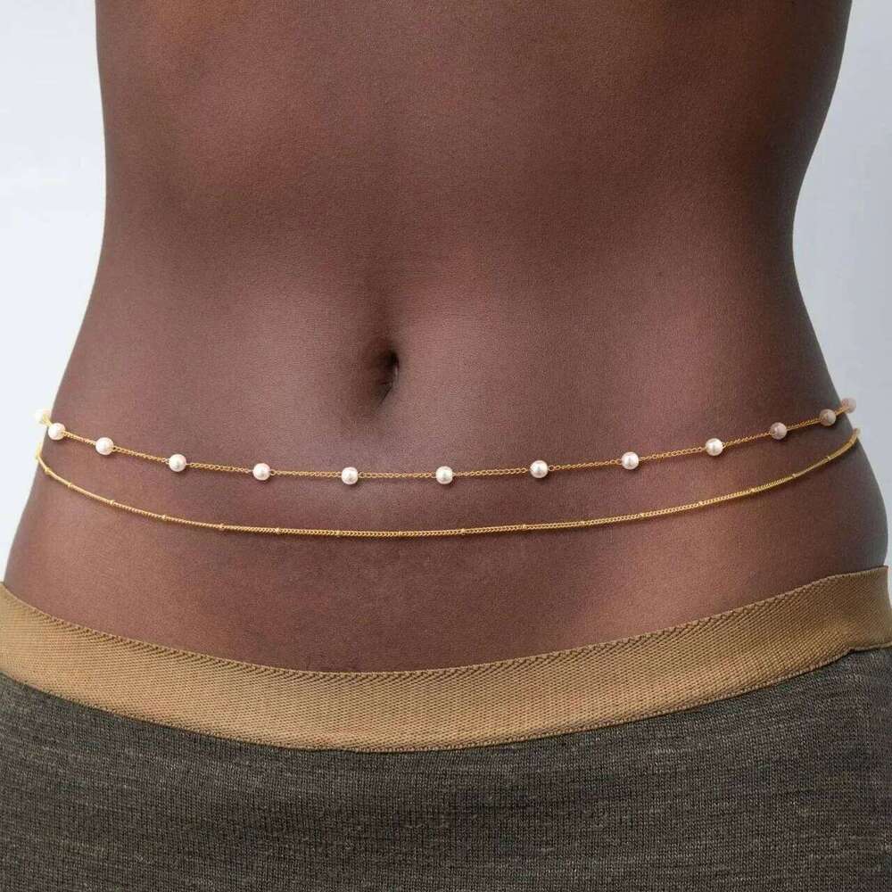 Beach Trend Accessoris New Women's Fashion Clip Pearl Sexy Body Chain Versatile Waist Accessories S260304