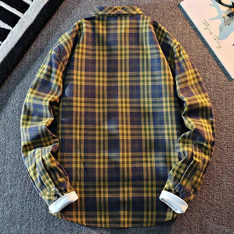 2025 New Arrival Mens Plaid Shirt Long Sleeve Casual Shirts Button Down Regular Fit Work Shirts M260305