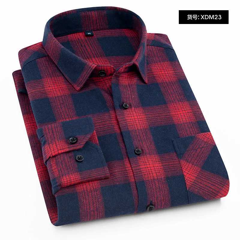 40cotton fashion korean populasr clothes Casual plaid long-sleeve shirts for men slim fit plain shirt social streetwear tops M260305
