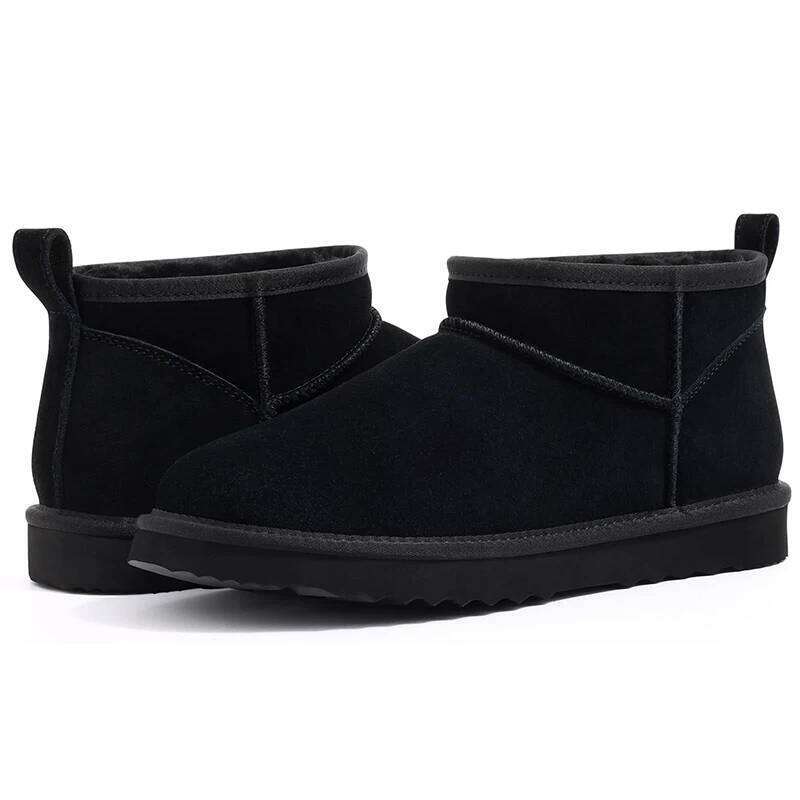 Kidmi Women's Genuine Suede Mini for Winter Fuzzy Short Ankle Boot Fur Lined Snow Boots Women Shoes