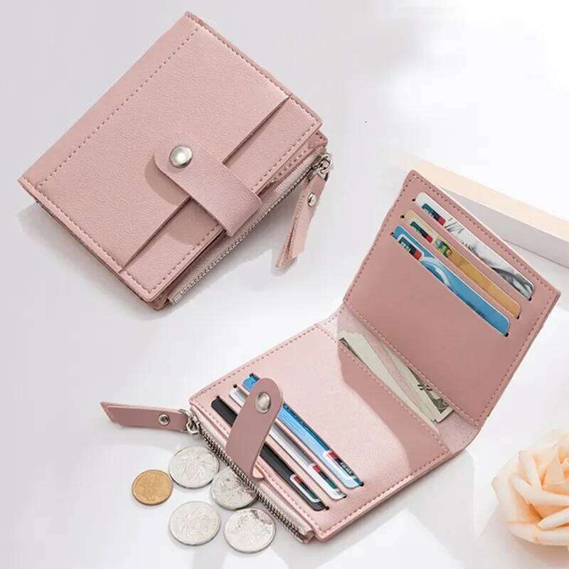 Fashion Women Leather Female Purse Mini Solid Multi-Cards Holder Coin Short Wallets Slim Small Wallet Zipper Hasp C260304