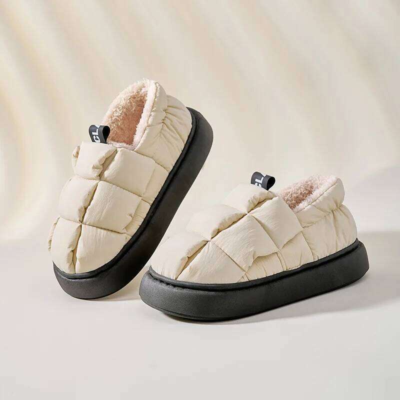 Kidmi Winter Fur Women Fashion Outdoor Waterproof House For Men With Padded Shoes Indoor Fluffy Cotton Slippers
