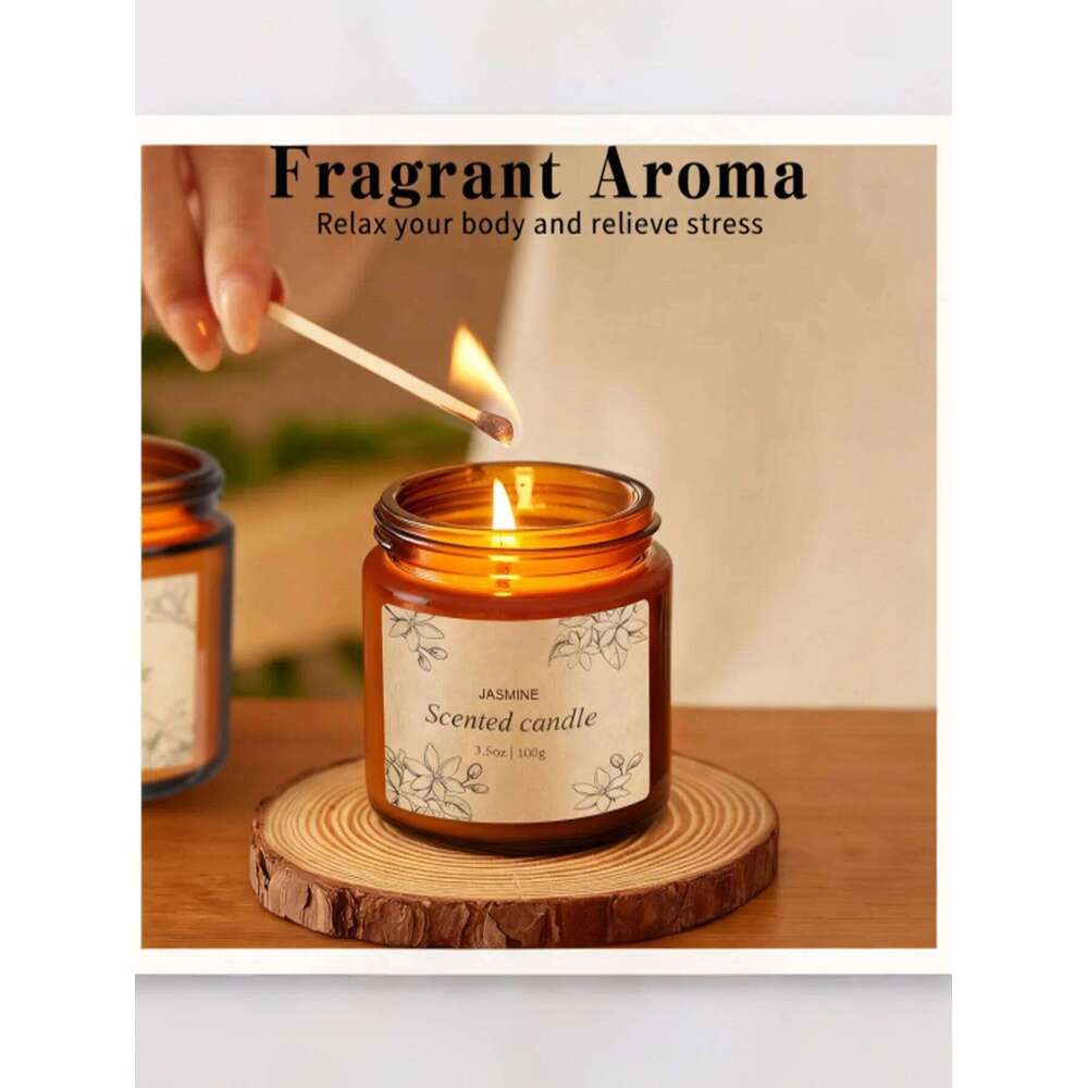 Brown glass soy wax 200g smokeless scented can candle, rose fragrance for home, holiday romance W260304 W260305