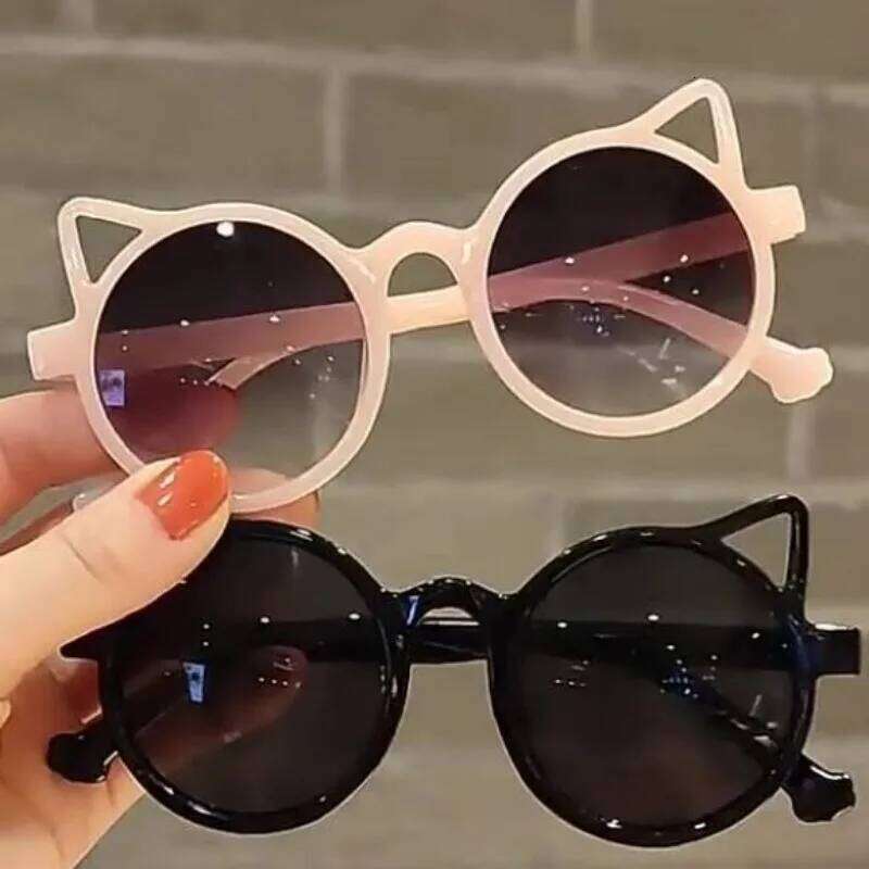 New Cat Ear Small Frame Round Sunglasses Children's Brand Fashion Sun Glasses Outdoor Shading for Girls Eyewear UV400 Z260304