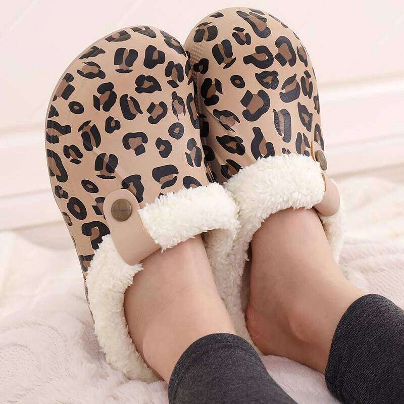 Kidmi Winter Fuzzy for Women Men Indoor Outdoor Fur Lined Waterproof Warm House Slippers Garden Clogs Light Shoes