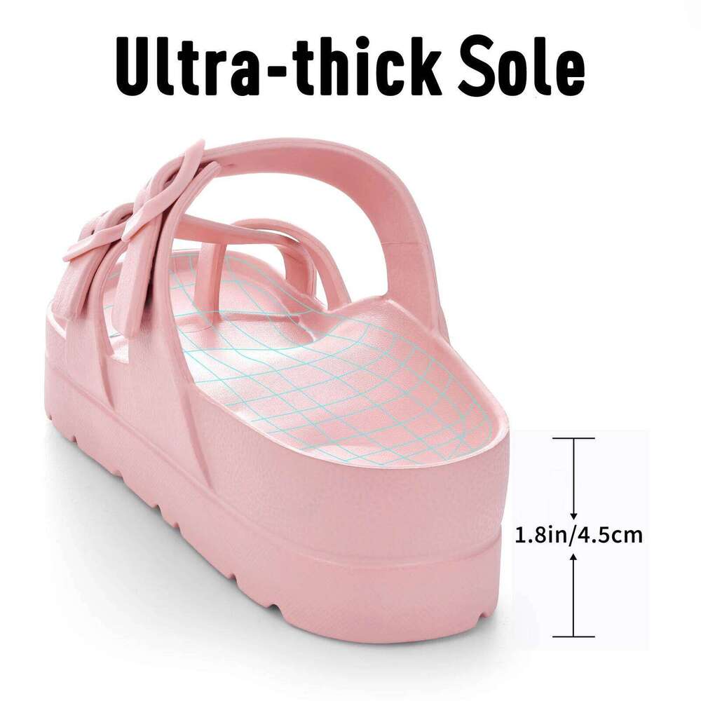 Kidmi Women's Comfort Slides Double Buckle Adjustable EVA Flat Summer Platform Vacation Pool Shower Sandals