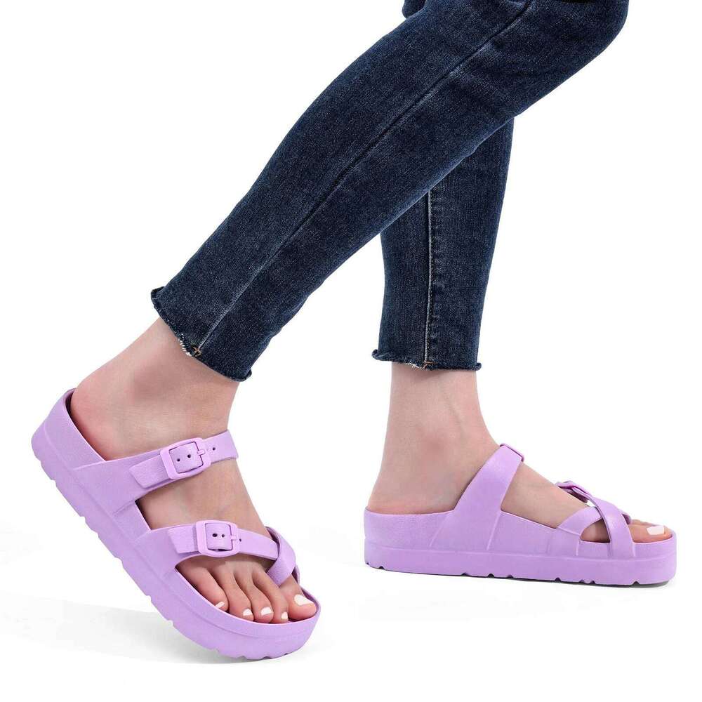 Kidmi Pillow for Men Thick Sole Adjustable Buckles EVA Flat Summer Women Nonslip Cloud Sandals