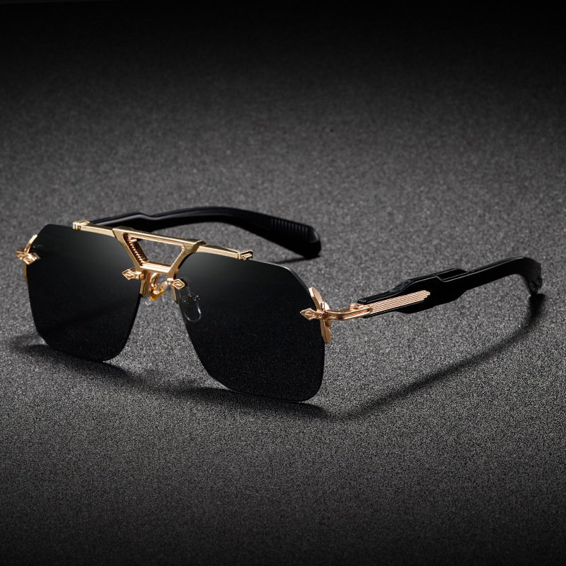 2026 New Designer Luxury Brand Metal Double Bridge Large Frame European And American Driving Sunglasses Street Fashion Instagram Style