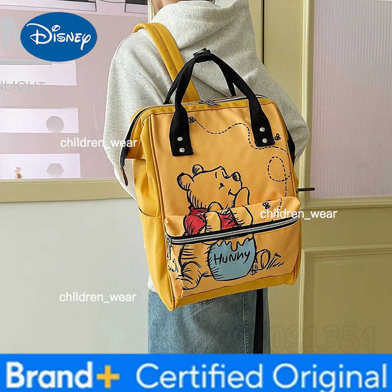 Disney Winnie The Pooh New Diaper Bag Backpack Cartoon Cute Mother and Baby Bag Large Capacity Lightweight Travel Mommy Bag H260305