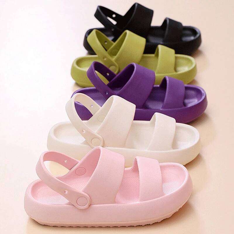 Kidmi Summer Women Couple Slippers Non-slip Breathability Thick Home Womens Shoes Outdoor Soft Sole Sandals
