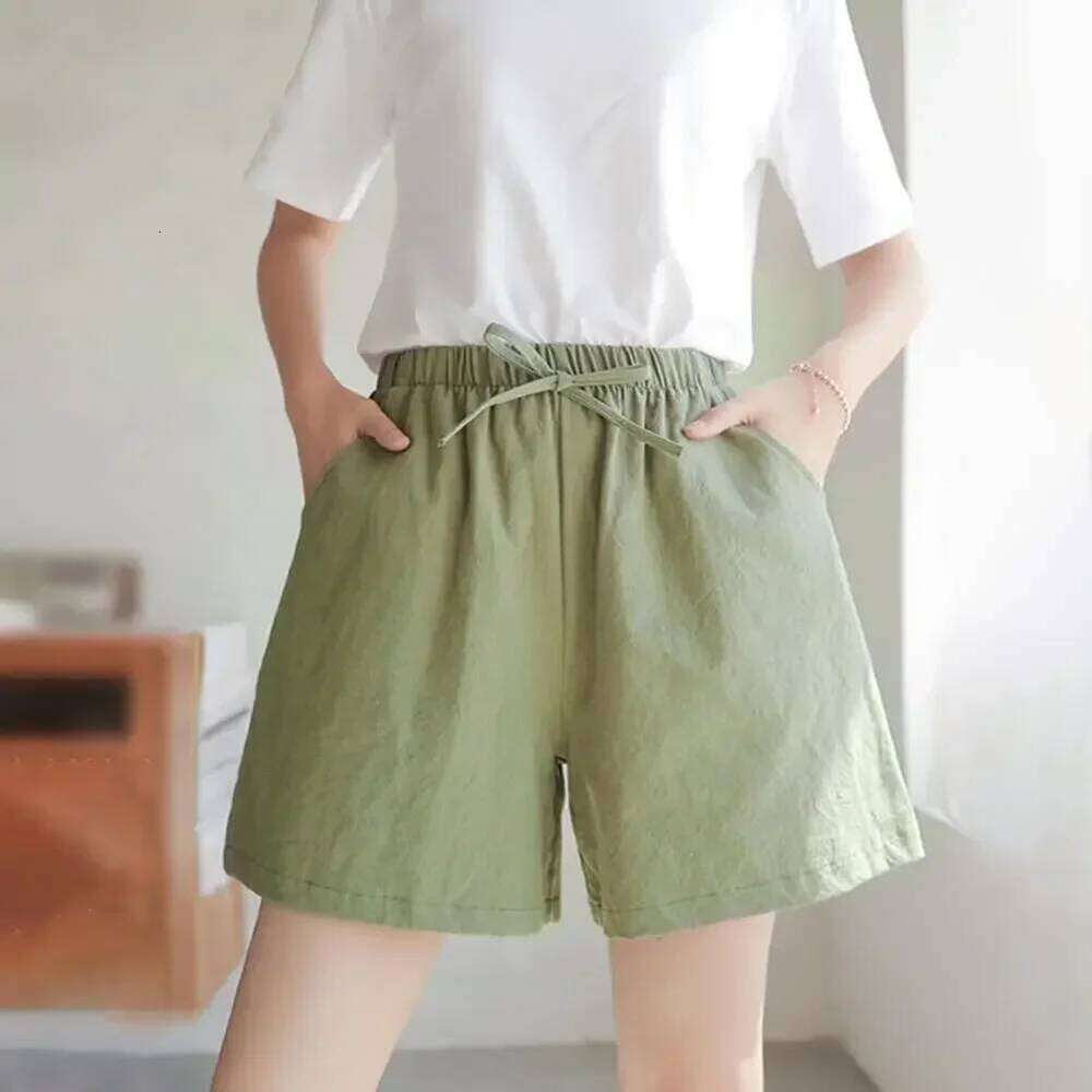 Cotton Linen Women's Sports Summer Solid High Waist Black Shorts Women Fashion Casual Basic Short Pants XJ260305