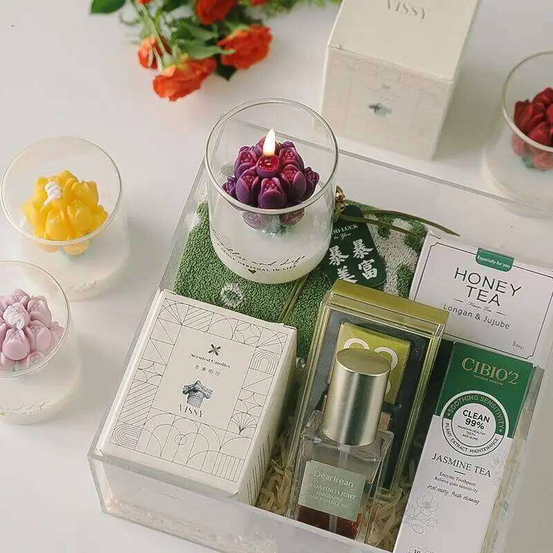 Tulip Bouquet, Handmade Scented Aromatherapy, Soy Wax Candle, Wedding Candles, Birthday, Party, Home Decoration W260304 W260305