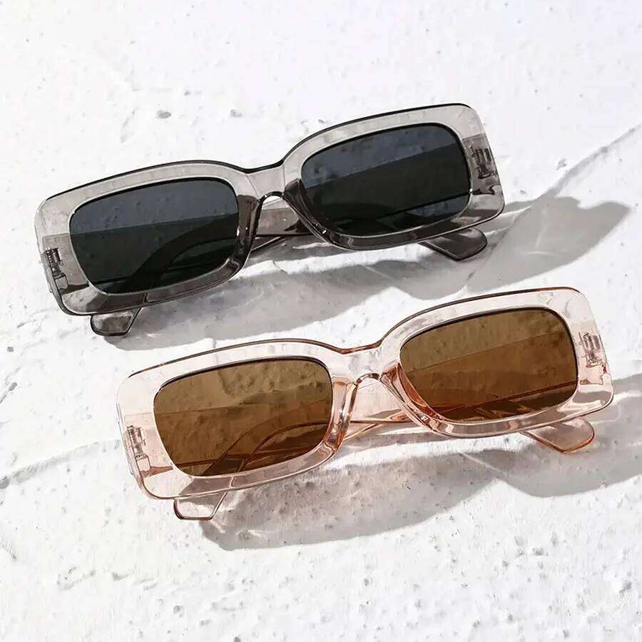 2 Pairs Unisex Trendy Square Sunglasses, Fashion Decorative Glasses For Daily Wear Z260304