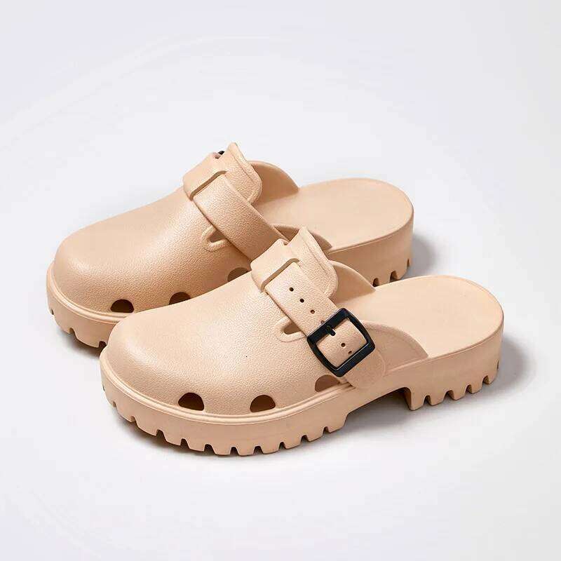 KIDMI Fashion Summer Women Hole Shoes Casual Light Thick Sole Outdoor Beach Sandals Soft Cloud Slippers