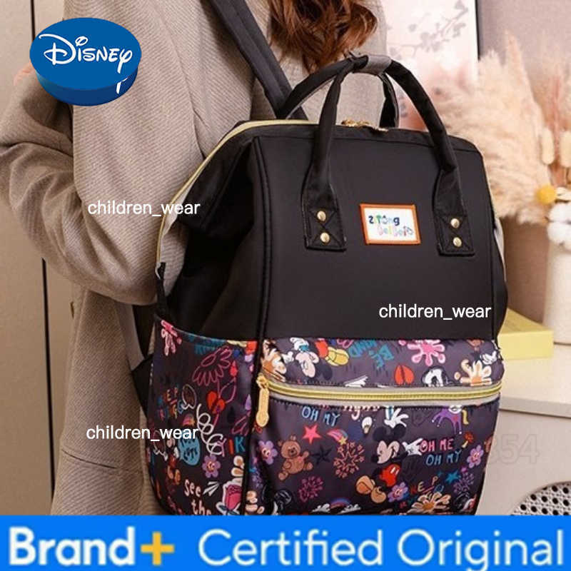 Disney Mickey New Diaper Bag Backpack Cartoon Fashion Storage Baby Bag Large Capacity Multifunctional Baby Diaper Bag Backpack H260305