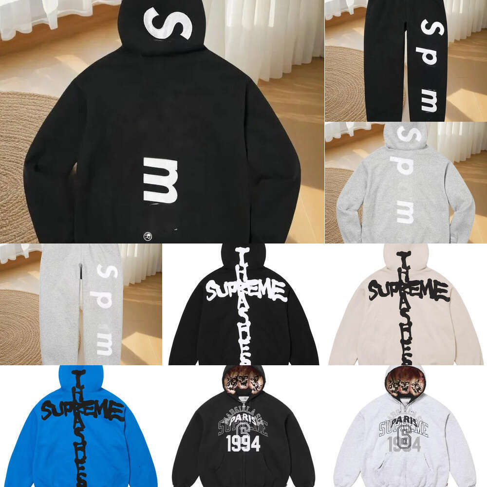 New Men's designer American street fashion brand letter embroidery men's pure cotton plus size sweat absorbing y2k sup hip hop hoodie