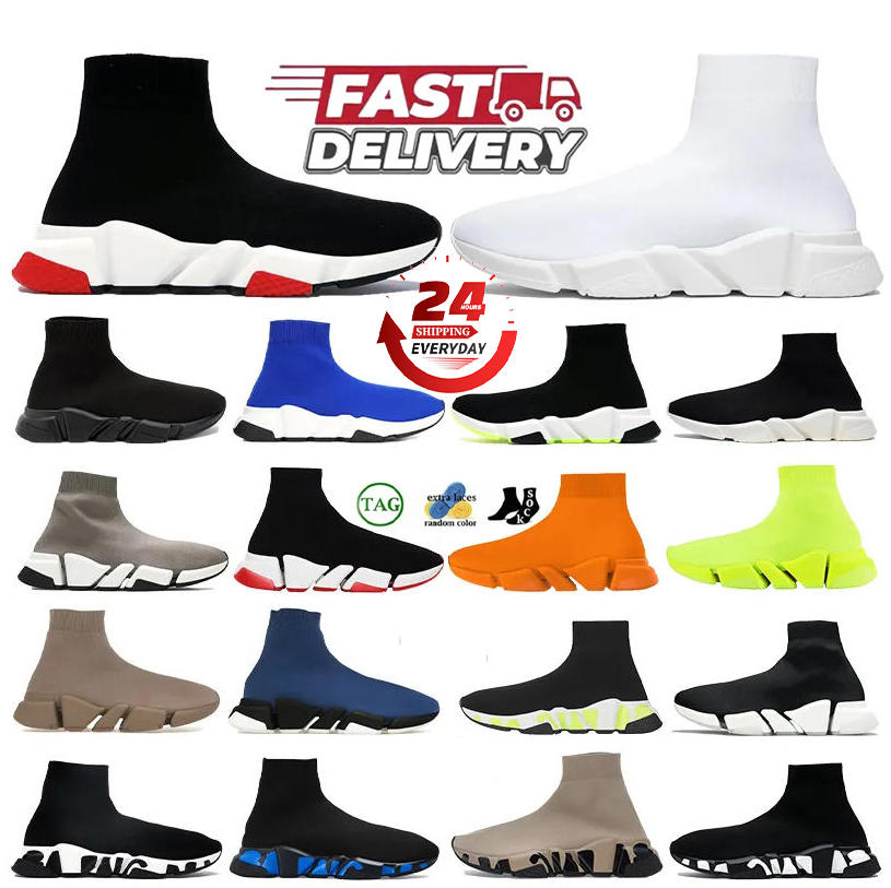 2026 Designer Sock shoes Men Women knit Graffiti White Black Red Beige Pink Clear Sole Runner 2.0 trainers flat Loafers platform sneakers casual Chaussure Eur 36-47