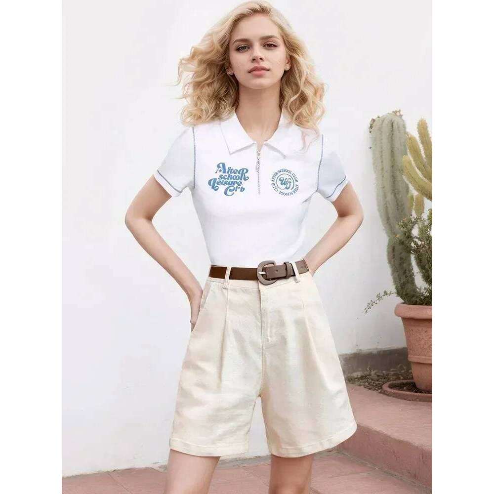 White Wide Leg for Women Summer High Waist Loose Straight Office Ladies Solid Black Women's Bermuda Shorts Casual XJ260305