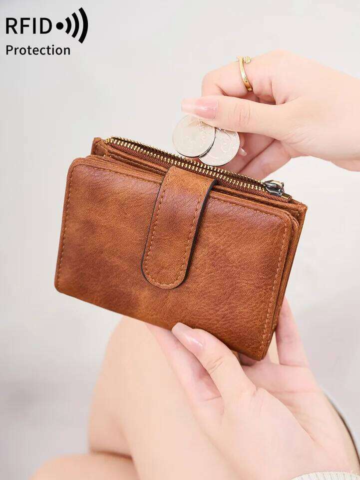 Retro FashionWomen's Wallet RFID Anti-theft Short Trifold Large Capacity Holder Coin Purse ID Credit Card HolderWallet C260304