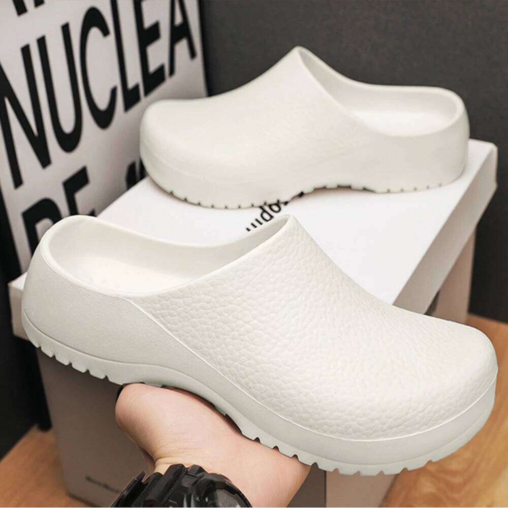 Kidmi New Men's Classic Work Clogs Non Slip Restaurant and Chef Men Waterproof Garden Shoes Fishing Shoe