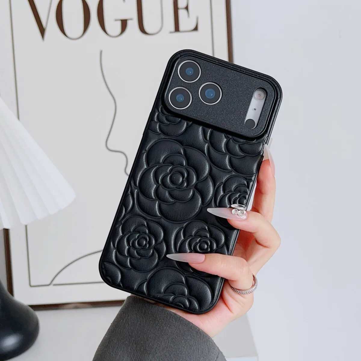 Luxury 3D Camellia Embossed PU Leather Phone Case For iPhone 17 Air 16 15 14 Plus 13 12 16 Pro Max | Shockproof CoverT260305