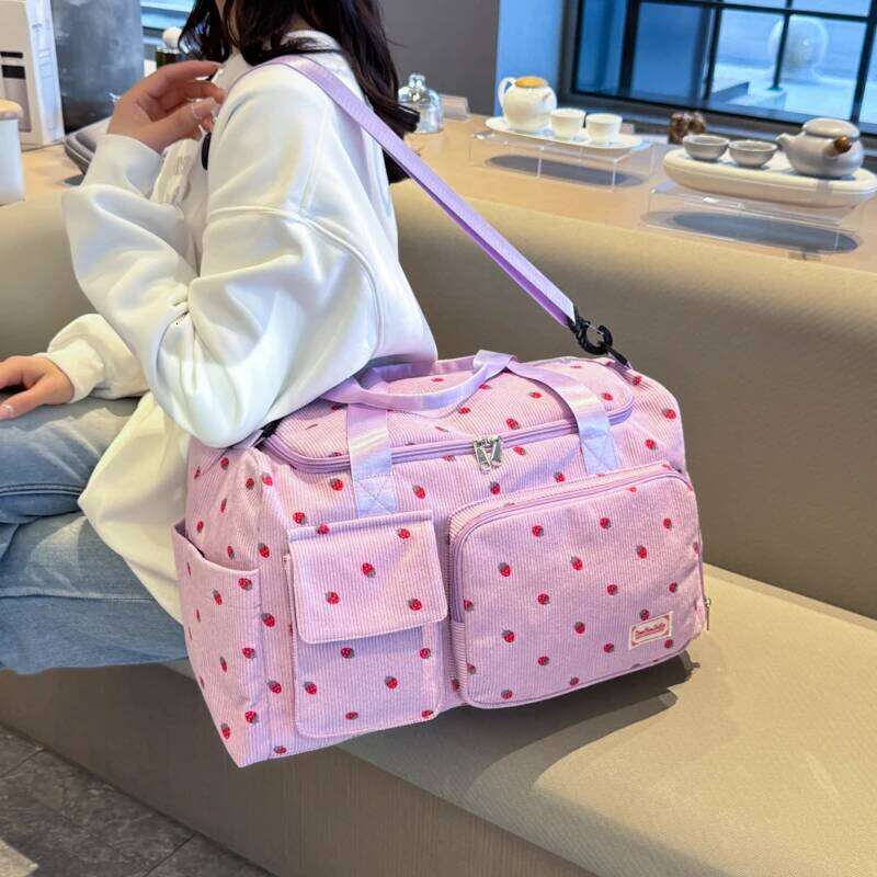 Corduroy Tote Large Capacity Carry On Travel Bag With Shoe Compartment Sports Fitness For Women Duffle Bags Z260304