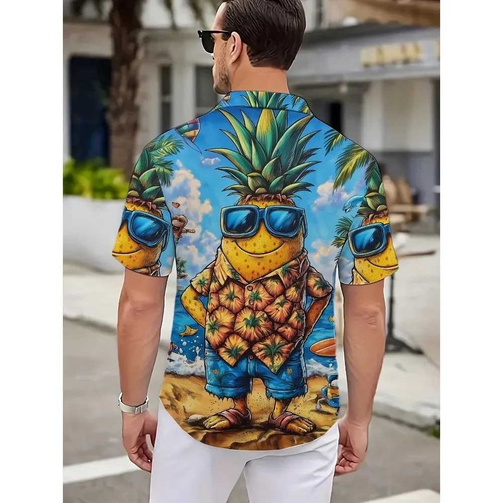Pineapple 3D Print Sport Men Women Vacation Hawaiian Shirt Outdoor Casual Loose Comfort Trendy Fun Beach Short-sleeve Top Summer M260305