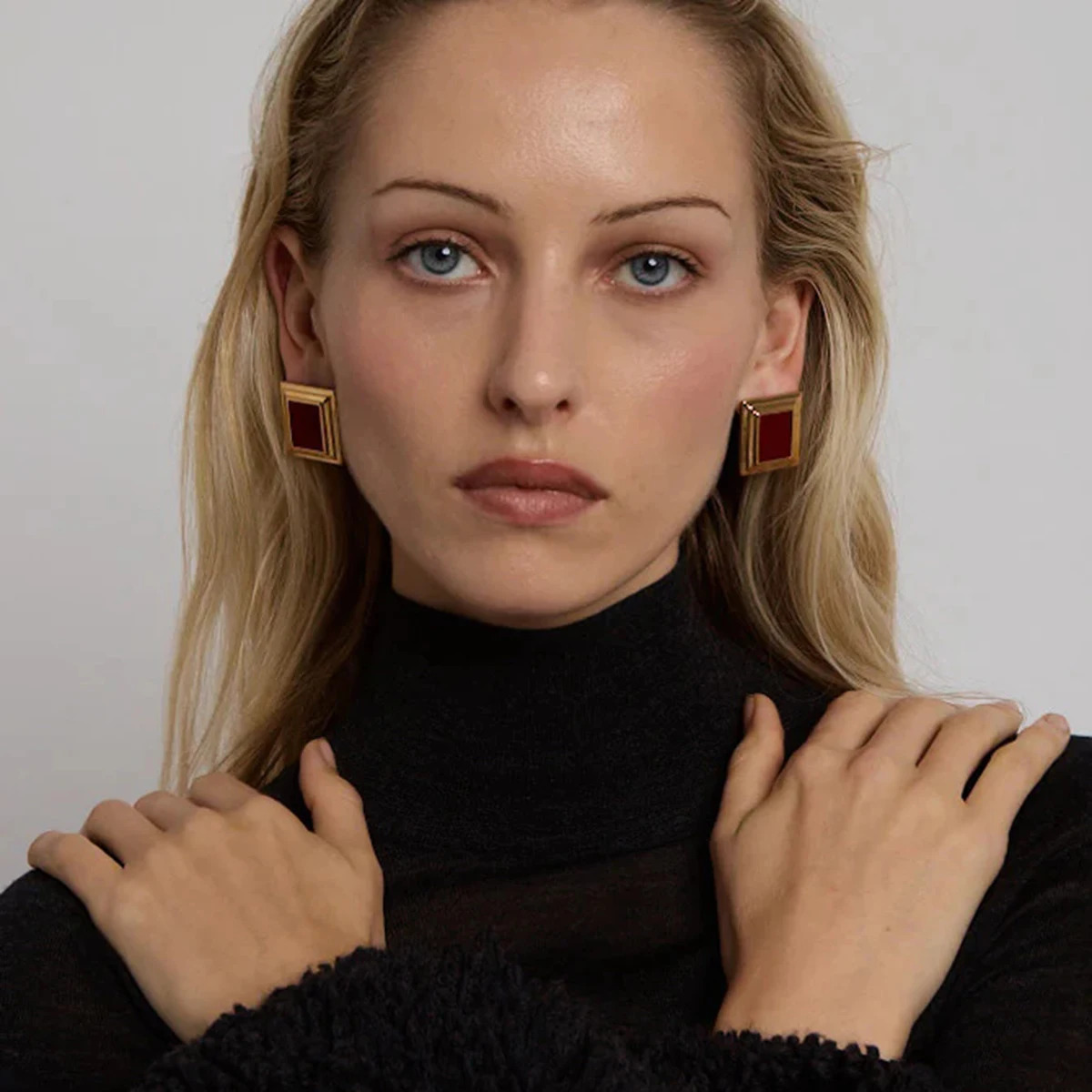 Uworld Retro Agate Geometric Ear studs Stainless Steel Texture Irregular Earrings Large Female Lead Womens Accessories Party Gi 260303