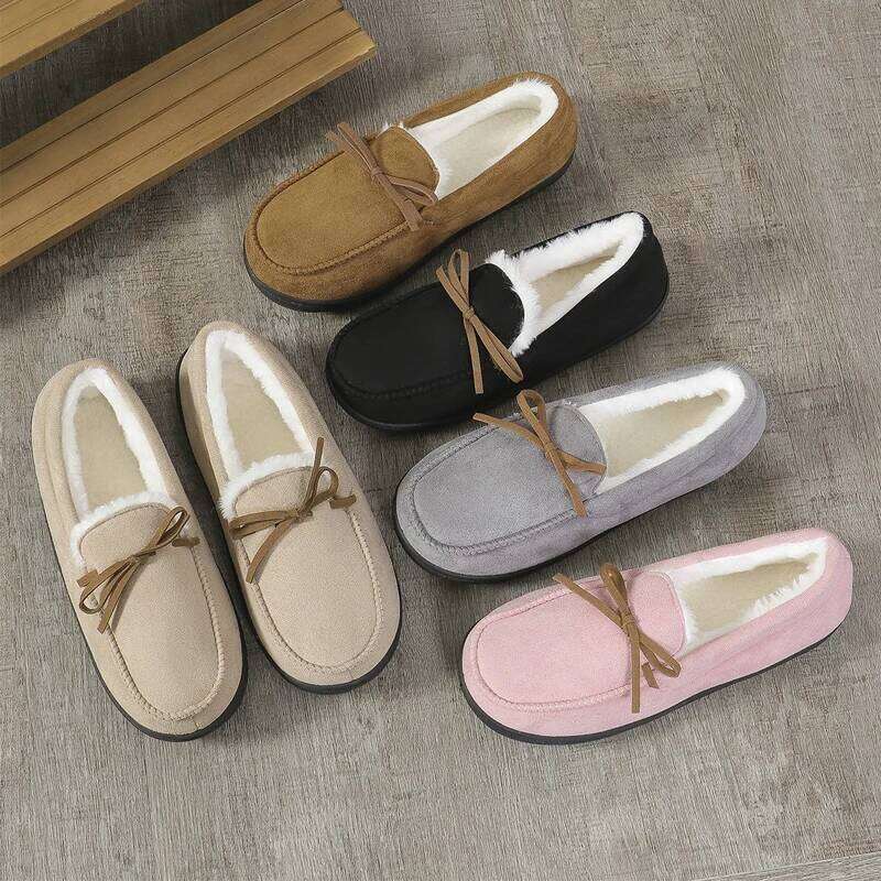 Kidmi Women's Cotton Anti-slip and Wear-resistant Closed-toe Outdoor Winter Warm Shoes New Couple Casual Slippers