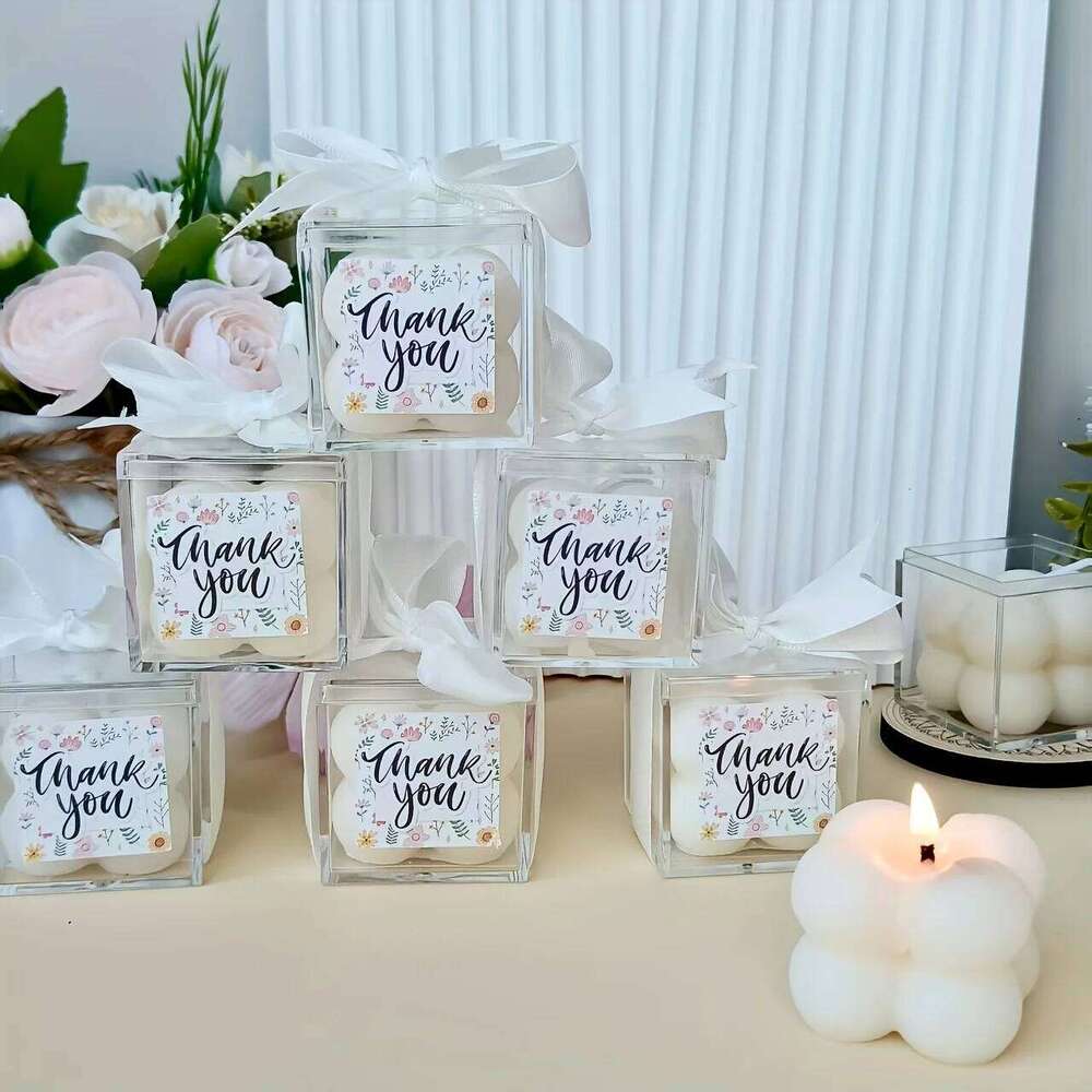 8 Sets Unique Bubble Scented Candles, Small Cube Candles for Baby Shower Favors, Gender Reveal Party Decorations, Wedding W260304 W260305
