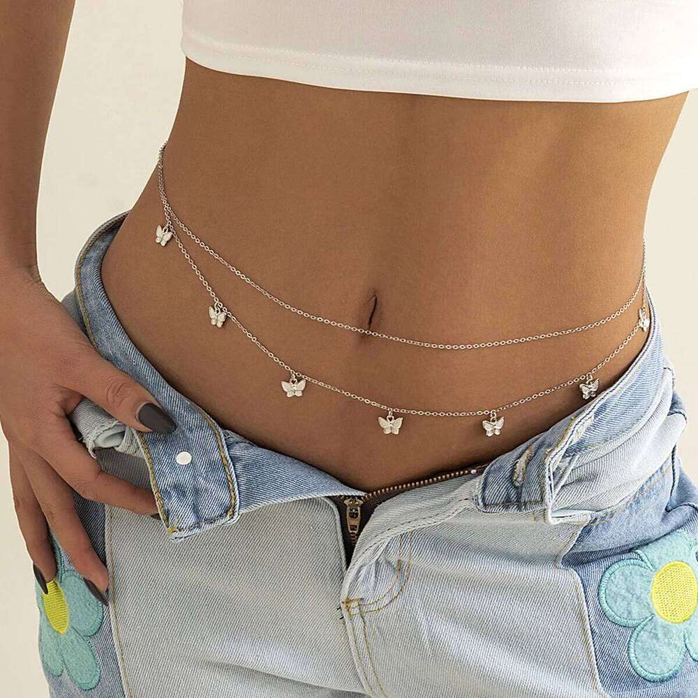 New Fashion Sexy Double Layer Pearl for Women Waist Bead Chain Belly Belt Summer Beach Body Jewelry Festival Gifts S260304
