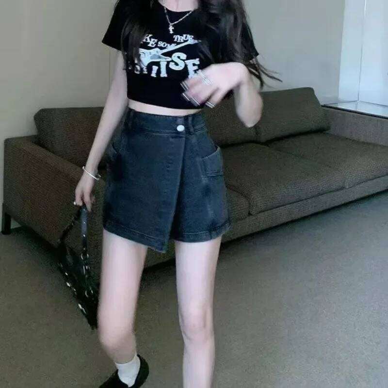 Shorts Women Vintage American Style Fashion All-match Aesthetic Retro Lady Summer Casual Streetwear High Waist Chic Denim Slim XJ260305