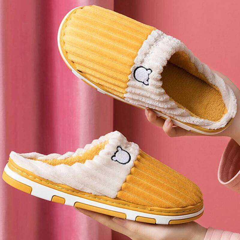 Kidmi Women Indoor House Soft Antiskid Warm Casual Cozy Men Winter Outdoor Couple Cotton Slippers