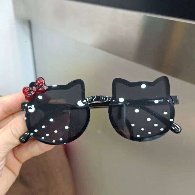 New Children Cute Kitty Sunglasses Acrylic Bow Outdoor UV Protection Sun Glasses Baby Girls Classic Kids Boy UV400 Eyewear Z260305