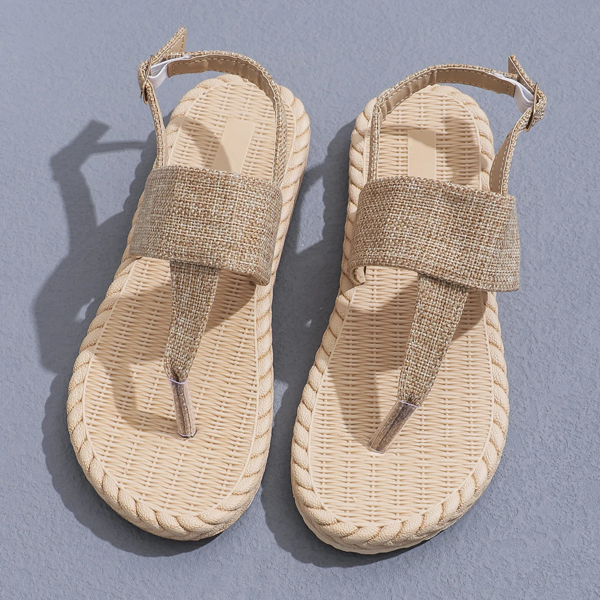 Womens fashion trend non-slip wear comfortable soft soled linen strap sandals 260306