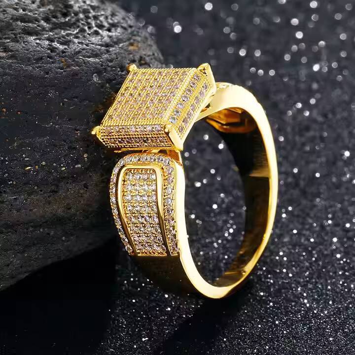 Mens Moissanite Diamond Hip Hop Rings For Wedding Engagement Trendy Fashion Jewelry