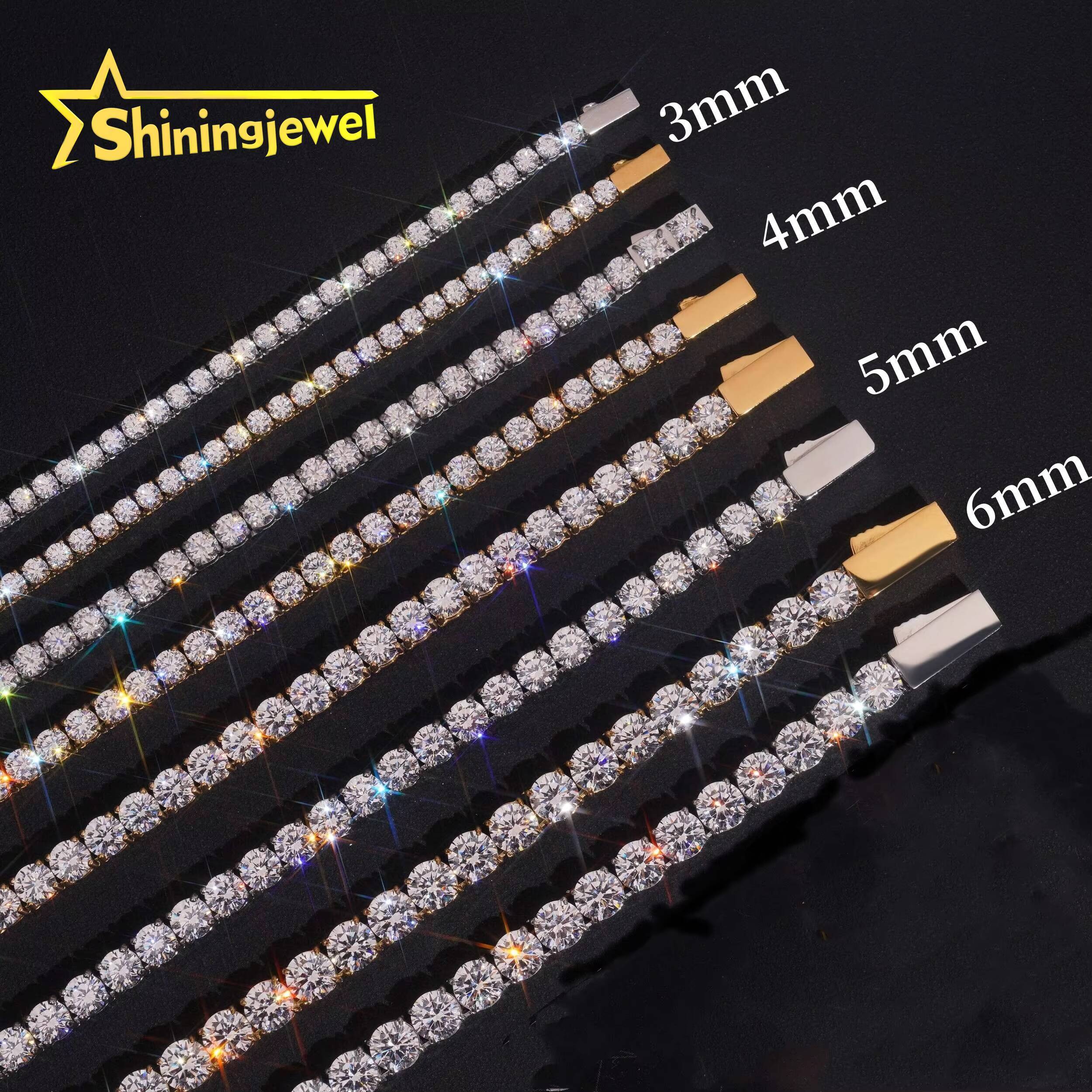 Factory Price Hip Hop 3mm 4mm 5mm 6mm Moissanite Tennis Chain Stainless Steel 316L Fashion Chain Men Women Moissanite Diamond Tennis Necklace
