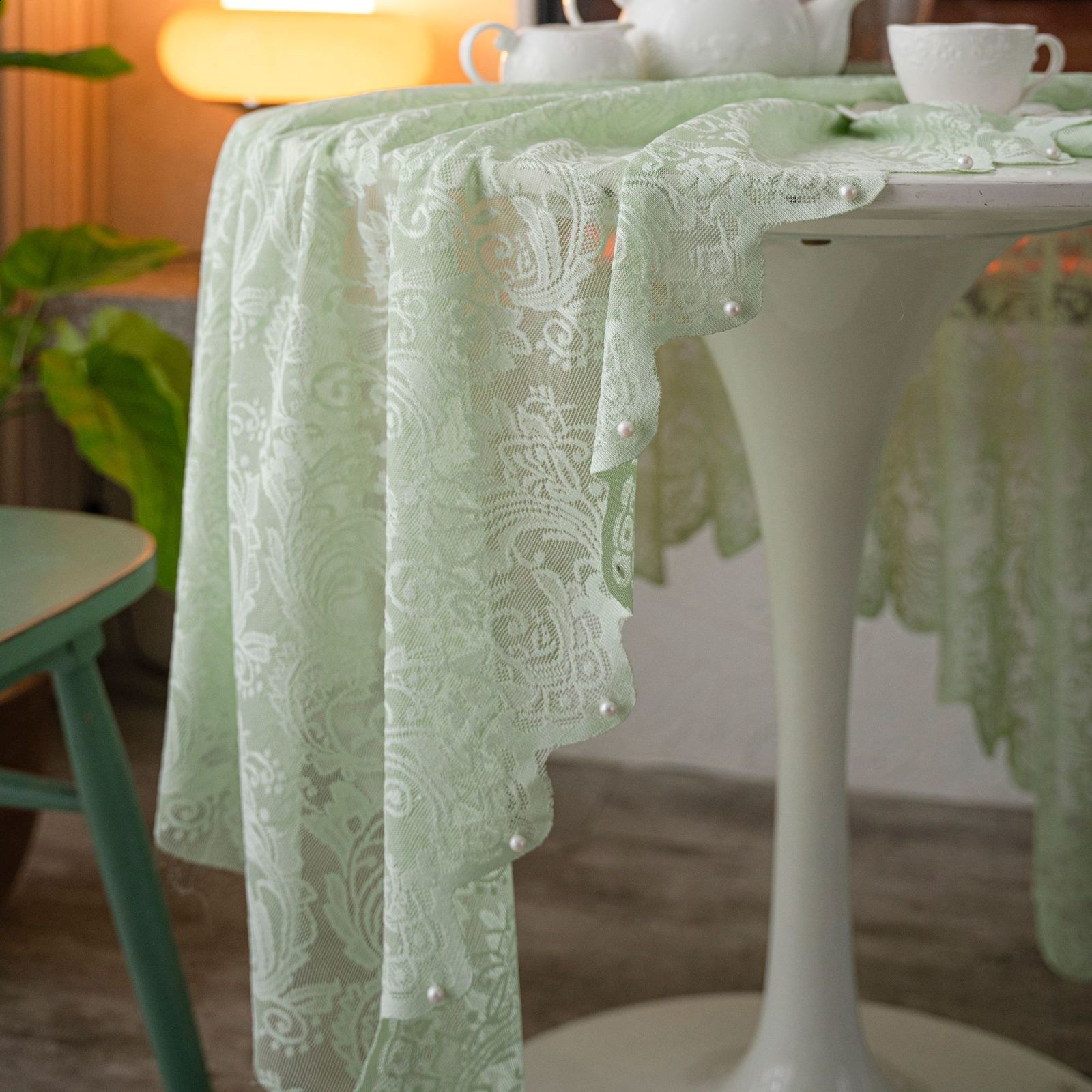 White Lace Tablecloth for Rectangular Tables Vintage Style Wedding Table Cloths for Reception Baby Shower Birthday Party 240816