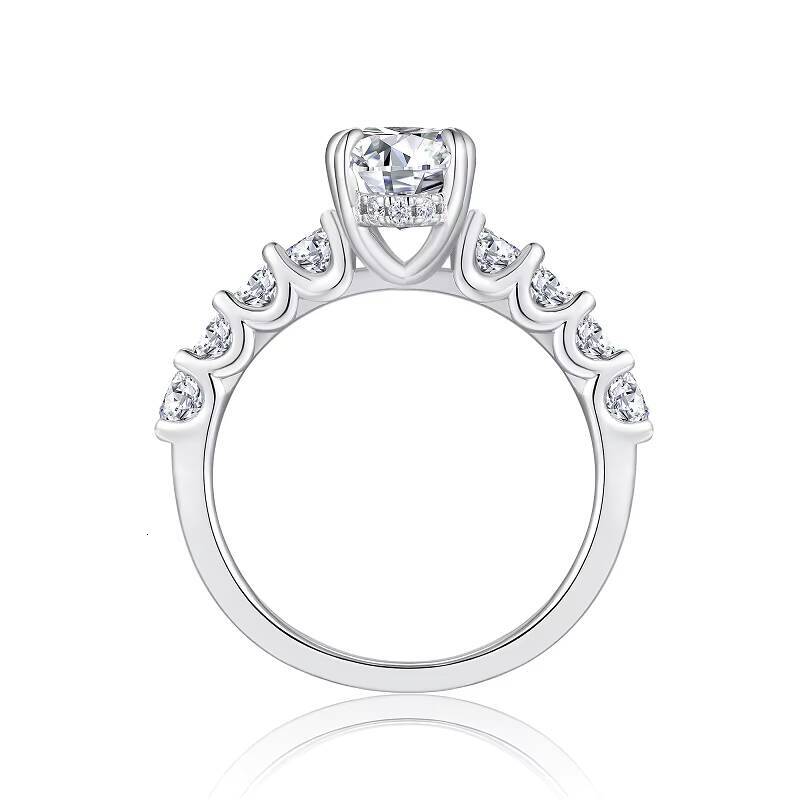 Bridal Oval Cut Moissanite Engagement Ring S925 Silver Side Stone Accent Design GRA Certified Fine Jewelry Ring
