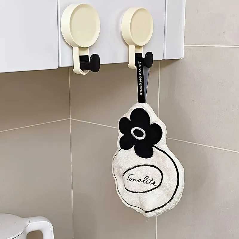 9pcs/set Camellia Flower Hanging Towel Absorbent Soft Hand Towel for Kitchen Bathroom Home DecorationT260305