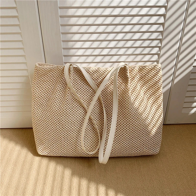 Outdoor Beach Straw Ladies Shoulder Bag Large Capacity Handmade Weaving Bag Summer Womens Shopper Handbag 260303