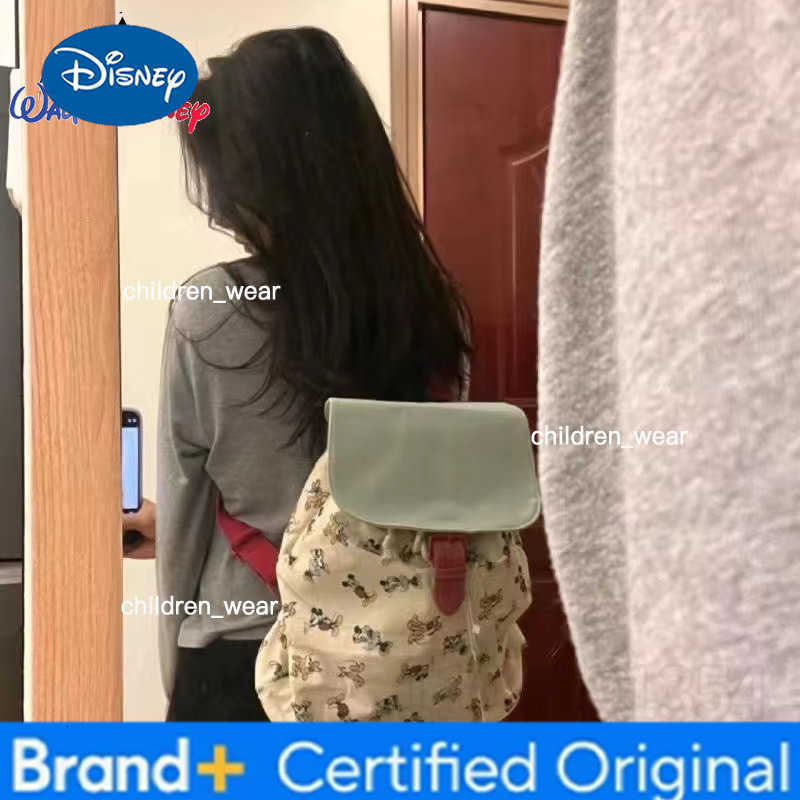 Disney Mickey New Backpack Luxury Brand Fashion Womens Backpack Canvas Large Capacity High Quality Drawstring Cartoon Book Bag H260305