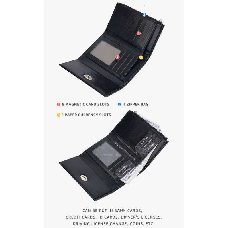 New Simple Solid-Color Three-Fold Wallet Women, Fashionable Multi-Functional Zipper Lock Short Money Clip, Multi-Slot Card Case C260304