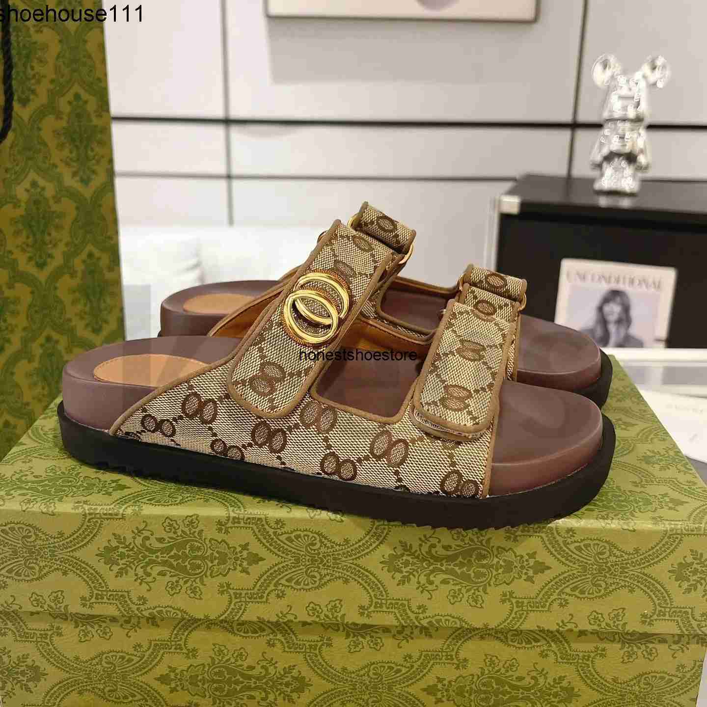 Sandals Sandals Slippers designer sandals designer women designer slides Platform slippers Summer Platform Embroidered fashion slippers Classic Brown size 35-45