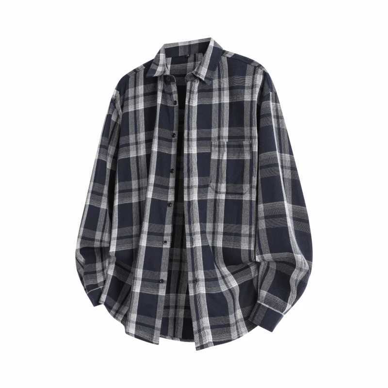 2025 Autumn Fashion Cotton Long SLeeve Mens Shirt New Brushed Red Plaid Business Leisure Fit Flannel No Spring Shirts Men M260305